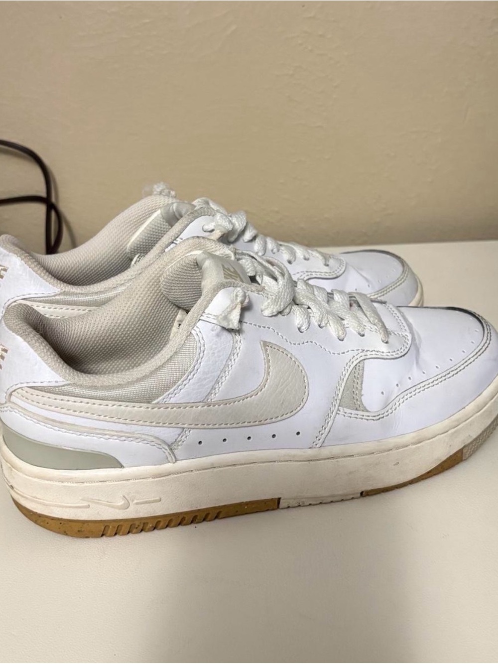 Nike Women’s Low-Top White Leather Sneakers with Gum Outsole